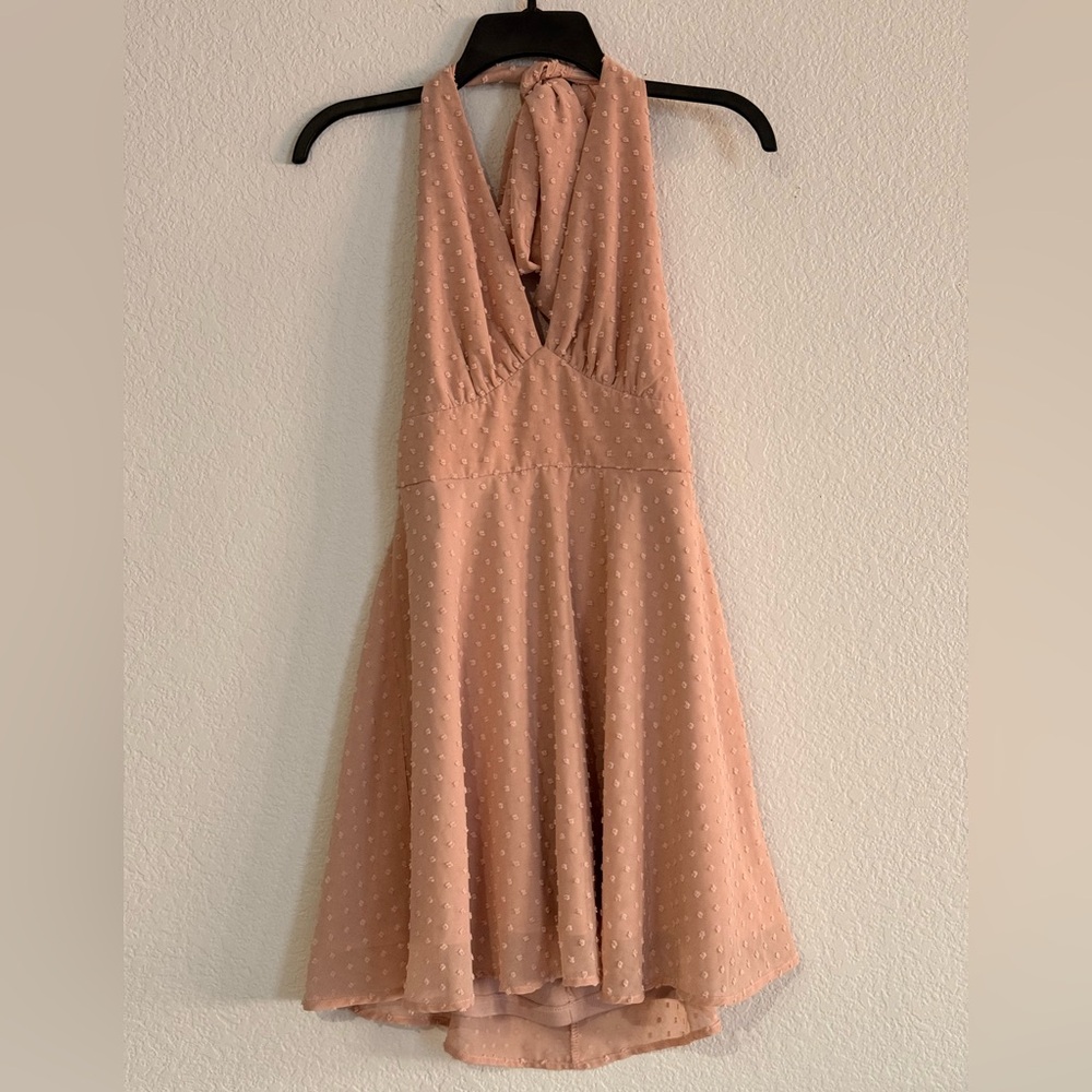 Lulus Halter Neck Dress in Soft Pink